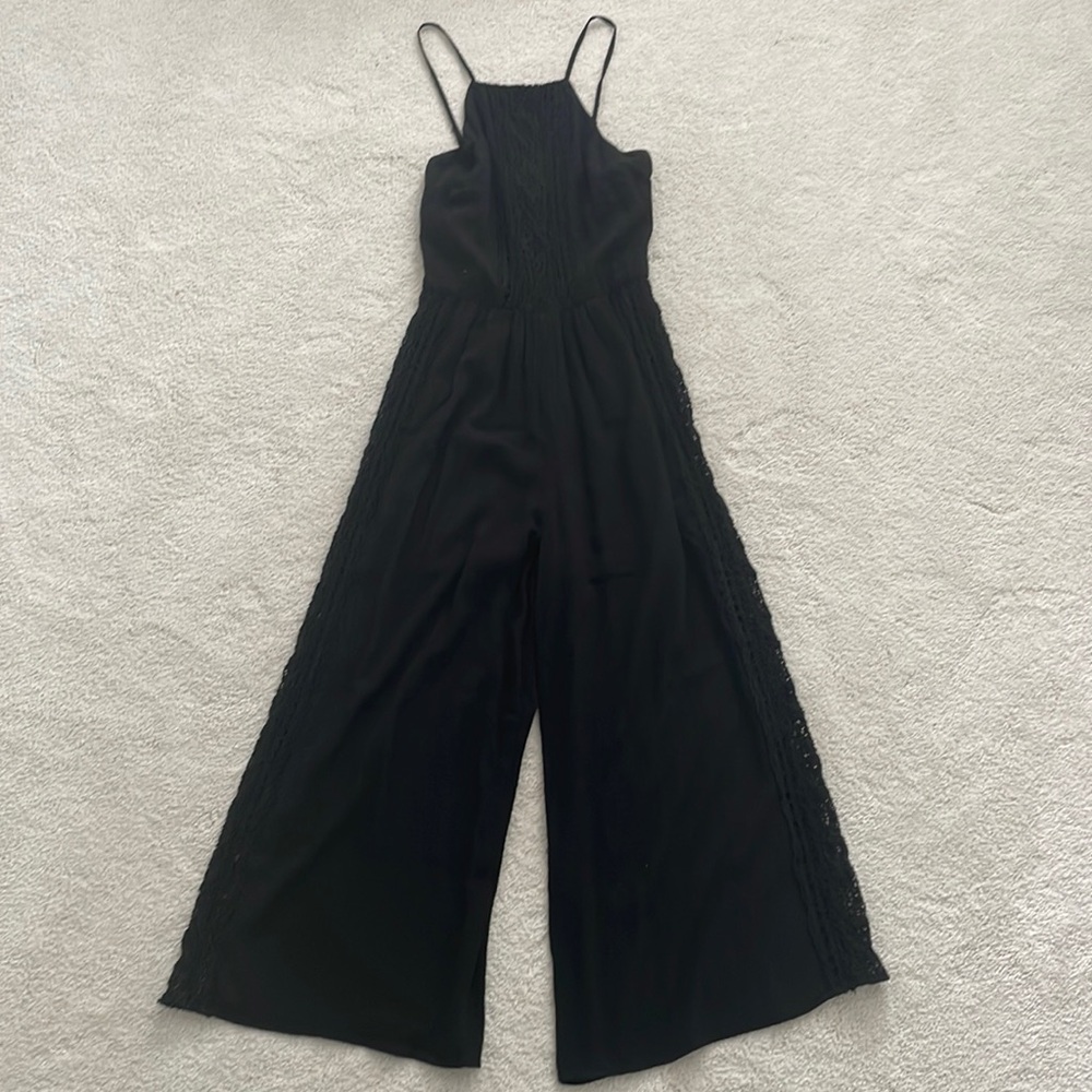 American Eagle black lace halter top jumpsuit